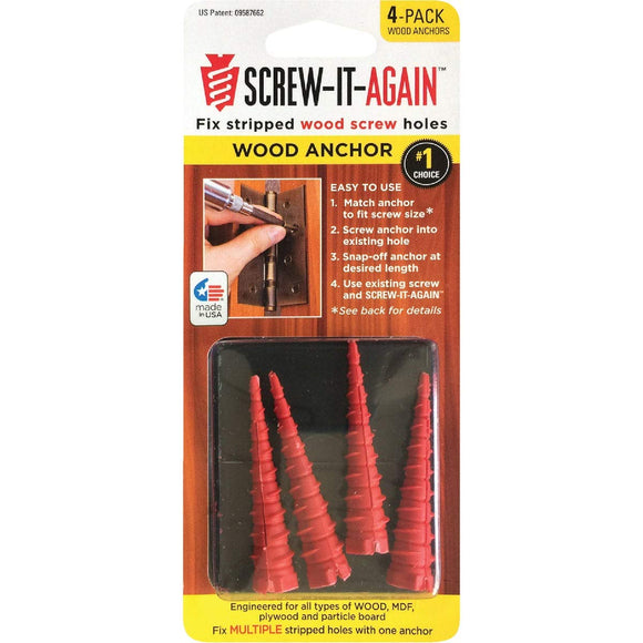 Screw-it-Again 1/4 in. Dia. x 2 in. L Polypropylene Hex Head Wood Anchor 4 pk - Total Qty: 1; Each Pack Qty: 4; Total Items Rec: 4