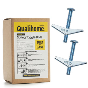 QUALIHOME Spring Toggle Bolt Anchors - Heavy Duty Wall Anchors for Hanging Items w/Hollow Walls & More - Stainless Steel Hollow Wall Anchor for Frames, Shelves, Mirrors & More (3/8" x 3")