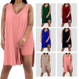 Difanlv Plus Size 2 Piece Outfits for Women Sleeveless Tunic Tops and Bodycon