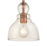 Westinghouse 6356400 Adjustable Indoor Mini-Pendant Light, Washed Copper Finish with Handblown Clear Seeded Glass
