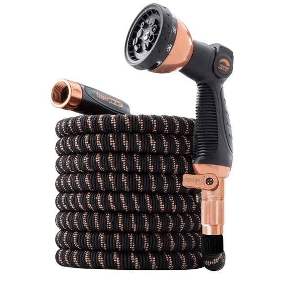 Pocket Hose Bullet With Thumb Spray Nozzle AS-SEEN-ON-TV Expands to 75 ft, 650psi 3/4 in Solid Copper Anodized Aluminum Fittings Lead-Free Lightweight No-Kink Garden Hose, Black