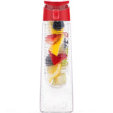 Vremi 24 Oz Fruit Infused Water Bottle - BPA Free Sports Water Bottle with Fruit Infuser Filter and Flip Top Lid Cap - Large Tritan Plastic Eco Drinking Clear Reusable Travel Water Bottles - Red