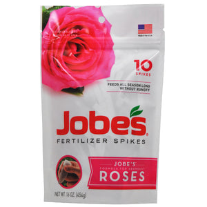 Jobe's Rose Fertilizer Spikes, Easy Plant Care Plant Fertilizer for Rose, Hydrangea, Hibiscus, Azalea, and Other Flowering Shrubs, 10 Count