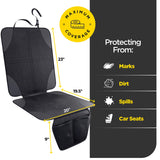 Car Seat Protector With Thick Padding and 2 Storage Pockets - Non-Slip Under Carseat Cover for Baby