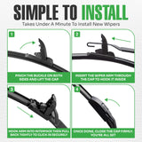 lebogner Wiper Blades 24 Inch + 19 Inch Pack of 2 All-Seasons Automotive Replacement Windshield Wiper Blades For My Car, Stable And Quiet Silicone Beam Blade Compatible With U/J Hook, Easy To Install