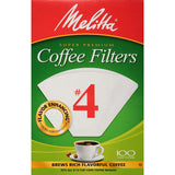 Melitta #4 Cone Coffee Filters, White, 100 Total Filters Count - Packaging May