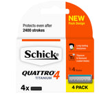 Schick Quattro Cartridges, Titanium Coated Blades, 4 Cartridges