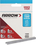 Arrow 504 Heavy Duty T50 1/4-Inch Leg Length, 3/8-Inch Crown, Staples for Upholstery, Construction, Furniture, Crafts, 1250-Pack