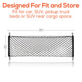 Trobo Trunk Storage Organizer For Car, Stretchable Cargo Organizer For Trunk, SUV, Cars, Vans, Trucks And Jeeps, Heavy Duty Adjustable Elastic Mesh Storage Auto Hanging Net Bag with 3 Mounting Options