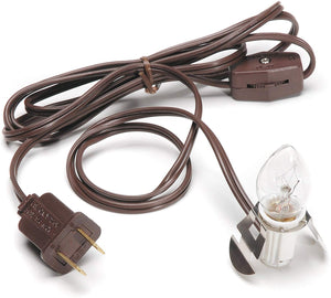 Darice Accessory Cord with One Bulb Light, 6’ Cord, Brown – Single Bulb