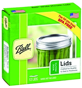 Ball Glass Jars Wide Mouth Lids, 12 Lids