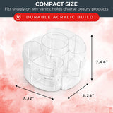 Masirs Small Rotating Makeup Organizer - A Mini Yet Spacious Cosmetic Storage Solution with Multiple Compartments. The Perfect Spinning Make-Up Caddy for Vanity or Bathroom Counter. (Round - Clear)
