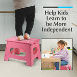 Folding Step Stool - The Lightweight Step Stool is Sturdy Enough to Support Adults and Safe Enough for Kids. Opens Easy with One Flip. Great for Kitchen, Bathroom, Bedroom, Kids or Adults. (Pink)