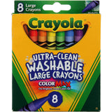 Washable Crayons, Large, 8 Colors/Box, Total 12 Boxes