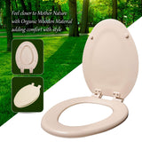 Highcraft B2TSWE Elongated Molded Wood Toilet Seat Easy Remove ? Adjustable Hinge, Bone