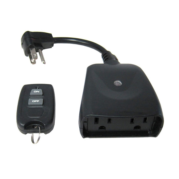 Bright Way Dual Outlet Receiver - Includes Remote Control with 80 Ft Range - For Indoor and Outdoor Use - 125V