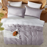 Nestl Grey Lavender Duvet Cover Queen Size - Soft Double Brushed Queen Duvet