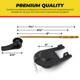 Qualihome Front Mount Black Toilet Handle Replacement Kit with 2 Inch Universal Toilet Flapper Replacement Kit and Stainless Steel Toilet Flapper Chain