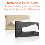 Trobo Car Tissue Holder for Sun Visor, Clip On Hanging Tissue Case for Backseat Or Car Door Pocket, PU Leather Car Visor Napkin Dispenser, Bonus Pack of Napkins Included, Mask Holder for Car, Black