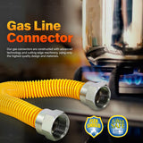 Highcraft GUHDZD1412 10" Flexible Epoxy Coated Gas Line Connector with 3/8" O.D. and Nut Fittings, Yellow/Stainless Steel