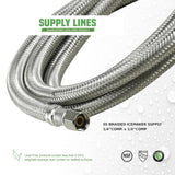 Everflow Supplies 2668-NL Stainless Steel Braided Ice Maker Supply Line with Two