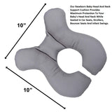 Lebogner Baby Head Support Pillow, Newborn Infant Head & Neck Cushion Perfect for Car Seats and Strollers, Comfortable Kids Travel Pillow, Perfect for 0-1 Year Old Boy or Girl, Grey