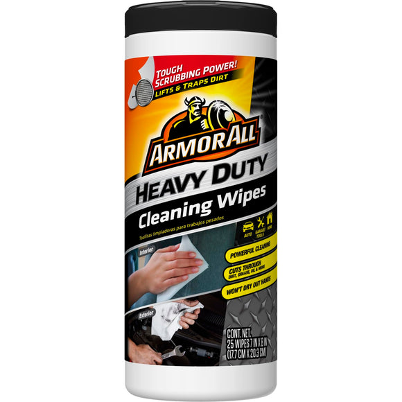 Armor All Heavy Duty Car Cleaning Wipes , Car Wipes for Dirt, Grease and Oil, 25 Count