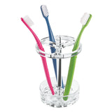 iDesign Holder for Normal to Large Toothbrushes, Spin Brushes, and Toothpaste The Eva Collection, 3.75" x 3.75" x 5.75", Clear