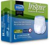 Inspire Adult Diaper Incontinence Underwear, Large, 18 Count