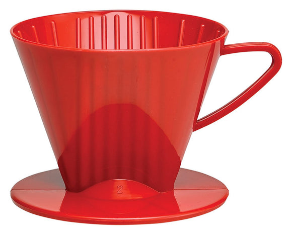 Fino Pour-Over Coffee Brewing Filter Cone, Number 2-Size, Red, Brews 2 to 6-Cups