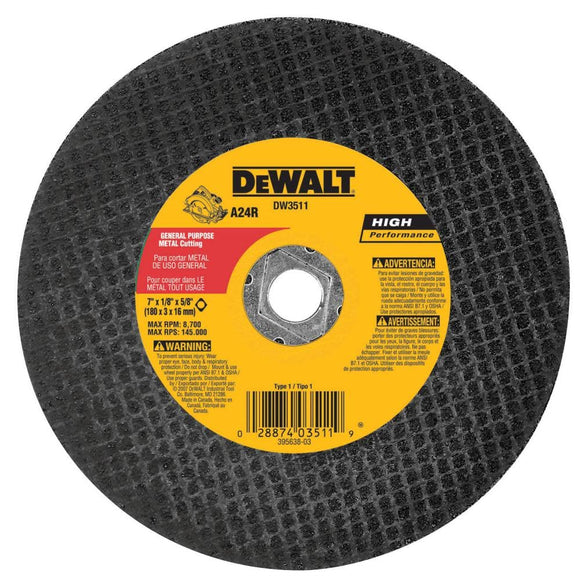 DeWalt DW3511 7-Inch X 1/8-Inch Metal Abrasive Blade