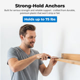 #8 Self Drilling Drywall Plastic Anchors with Screws - No Pre Drill Hole Preparation Required - 75 Lbs (100 Pack)