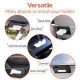 Trobo Car Tissue Holder for Sun Visor, Clip On Hanging Tissue Case for Backseat Or Car Door Pocket, PU Leather Car Visor Napkin Dispenser, Bonus Pack of Napkins Included, Mask Holder for Car, Black