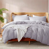 Nestl Grey Lavender Duvet Cover Queen Size - Soft Double Brushed Queen Duvet