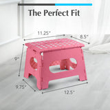 Folding Step Stool - The Lightweight Step Stool is Sturdy Enough to Support Adults and Safe Enough for Kids. Opens Easy with One Flip. Great for Kitchen, Bathroom, Bedroom, Kids or Adults. (Pink)