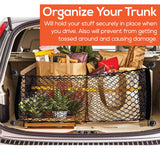 Trobo Trunk Storage Organizer For Car, Stretchable Cargo Organizer For Trunk, SUV, Cars, Vans, Trucks And Jeeps, Heavy Duty Adjustable Elastic Mesh Storage Auto Hanging Net Bag with 3 Mounting Options