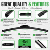lebogner Wiper Blades 24 Inch + 19 Inch Pack of 2 All-Seasons Automotive Replacement Windshield Wiper Blades For My Car, Stable And Quiet Silicone Beam Blade Compatible With U/J Hook, Easy To Install