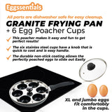 Eggssentials Egg Poacher Pan & Poached Egg Maker, Granite Egg Poacher with 6