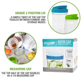 Masontops Complete Kefir Starter Kit - With Plastic Strainer Cap, Kefir Grains & Specialty Sugar - Wide Mouth Size
