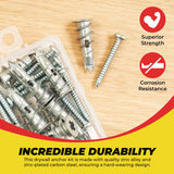 Qualihome Zinc Self Drilling Drywall Anchor Hollow Wall Anchor Kit With Screws - Metal Self Drilling Drywall Anchors With Wide Screw Fins - #8 Zinc Drywall Anchors Heavy Duty (10 Pack)