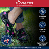 Sloggers Original Waterproof Rain and Garden Shoe for Women– Outdoor Slip-On Garden Clog - Made in The USA with Premium Comfort Insole and Arch Support - Bird Turquoise, Size 9