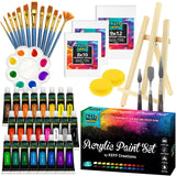 KEFF Acrylic Paint Set for Adults and Kids - Art Painting Supplies Kit with Acrylic Tubes, Canvas Panels, Tabletop Easel & More for Professional and Beginners