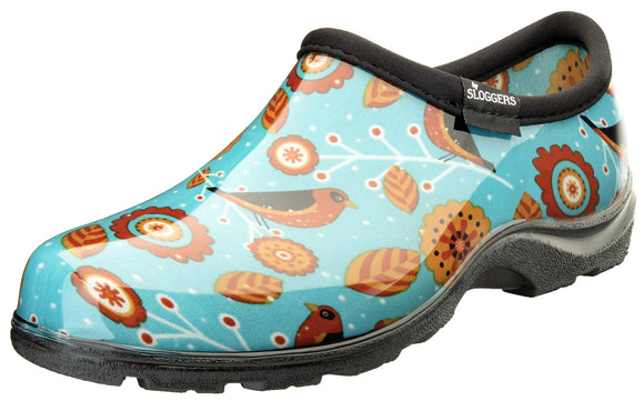 Sloggers Original Waterproof Rain and Garden Shoe for Women– Outdoor Slip-On Garden Clog - Made in The USA with Premium Comfort Insole and Arch Support - Bird Turquoise, Size 9