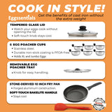 Eggssentials Egg Poacher Pan & Poached Egg Maker, Granite Egg Poacher with 6