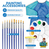 Keff Kids Painting Set � Acrylic Paint Set for Kids - Art Supplies Kit with Non Toxic Paints, Canvases, Wooden Easel, Brushes, Palette, Water Cup & Smock for Boys & Girls - Blue