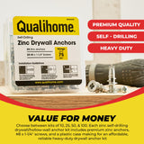 Qualihome Zinc Self Drilling Drywall Anchor Hollow Wall Anchor Kit With Screws -