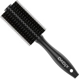Xtava 22mm Natural Double Bristle Round Brush - Professional Soft Boar Bristle Brush for Women with Fine Thick or Curly Hair - Ideal for Blow Drying, Detangling, Volumizing, and Hair Styling