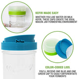 Masontops Complete Kefir Starter Kit - With Plastic Strainer Cap, Kefir Grains & Specialty Sugar - Wide Mouth Size