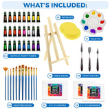 KEFF Acrylic Paint Set for Adults and Kids - Art Painting Supplies Kit with Acrylic Tubes, Canvas Panels, Tabletop Easel & More for Professional and Beginners