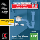 Keeney 96IPK Insta-Plumb 1-1/4 in. Plastic Push-to-Connect Trap Adapter, White